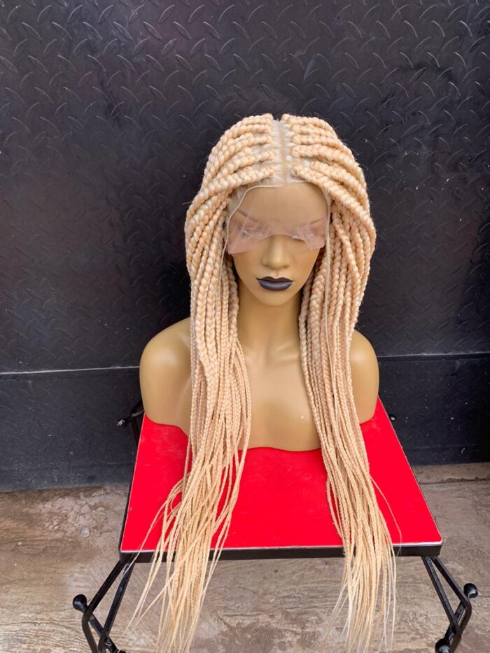 Platinum Box Braids Wig( with matching lace colour) - BraidedWigsbyJay